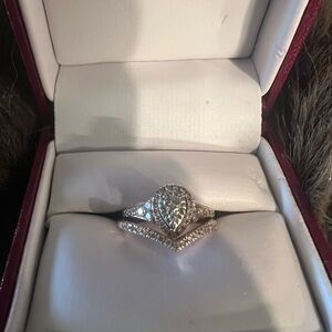 Silver Halo Diamond Ring with Split Band